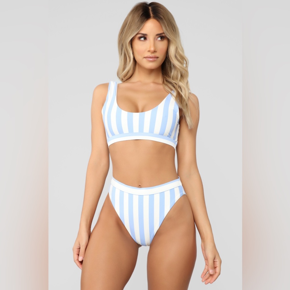 Fashion Nova Madrid striped bikini french blue